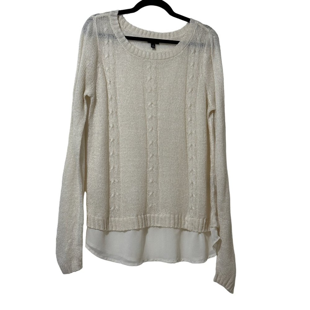 Torrid size 1X cream cable knit soft lightweight crew neck sweater